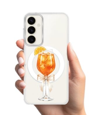 Etui do Samsung Galaxy S23 z MagSafe przeźroczyste, silikonowe Flexi, Paradise, Aperol Spritz