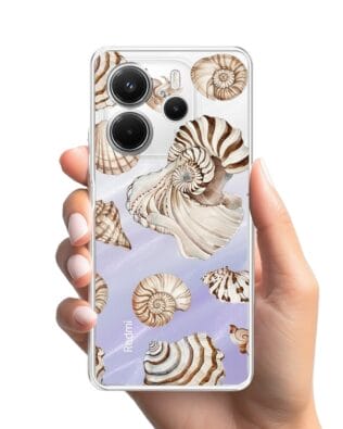 Etui do Xiaomi Redmi Note 14 5G przeźroczyste, silikonowe Flexi, Summer Patterns, ozdobne muszle