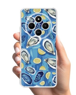 Etui do Xiaomi POCO C75 przeźroczyste, silikonowe Flexi, Summer Patterns, ostrygi z cytrynką