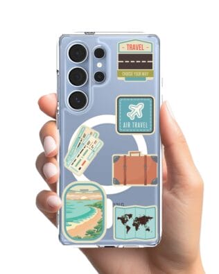 Etui do Samsung Galaxy S25 Ultra z MagSafe przeźroczyste, silikonowe Flexi, pocztowe znaczki