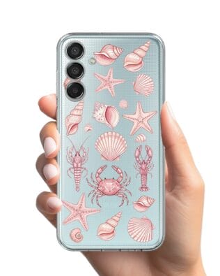 Etui do Samsung Galaxy M15 5G przeźroczyste, silikonowe Flexi, Summer Patterns, krewetkowy róż