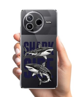 Etui do Xiaomi POCO F7 Pro przeźroczyste, silikonowe Flexi, Summer Patterns, Shark side