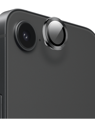 Metalowa osłona obiektywu aparatu ze szkła hartowanego 9H do iPhone 17e, 1 zestaw, głęboka czerń