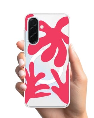 Etui do Samsung Galaxy A37 z MagSafe przeźroczyste, silikonowe Flexi, liście kwiatów