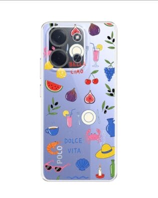 Etui do Xiaomi POCO C85 przeźroczyste, silikonowe Flexi, Italian Summer, kolorowe wakacje