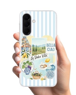Etui do Samsung Galaxy A37 z MagSafe przeźroczyste, silikonowe Flexi, Italian Summer, La Dolce Vita
