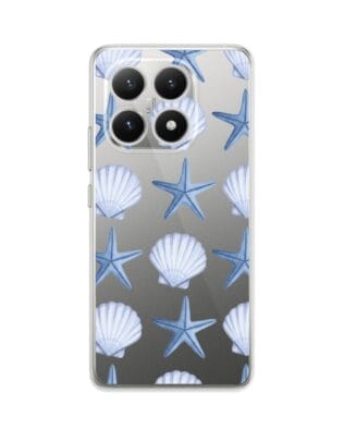 Etui do Xiaomi 15T przeźroczyste, silikonowe Flexi, Summer Patterns, niebieskie rozgwiazdy