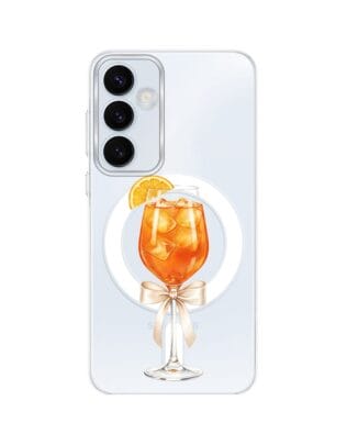 Etui do Samsung Galaxy A55 5G z MagSafe przeźroczyste, silikonowe Flexi, Paradise, Aperol Spritz