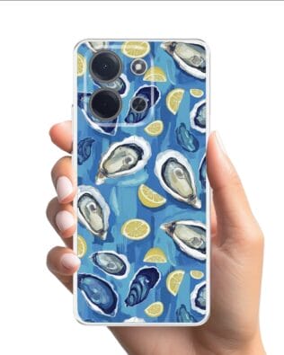 Etui do Xiaomi POCO C85 przeźroczyste, silikonowe Flexi, Summer Patterns, ostrygi z cytrynką