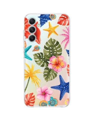Etui do Samsung Galaxy A34 5G przeźroczyste, silikonowe Flexi, Summer Patterns, tropikalny wzór