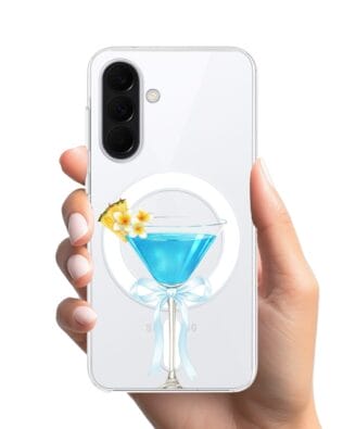 Etui do Samsung Galaxy A37 z MagSafe przeźroczyste, silikonowe Flexi, Paradise, Blue Hawaii