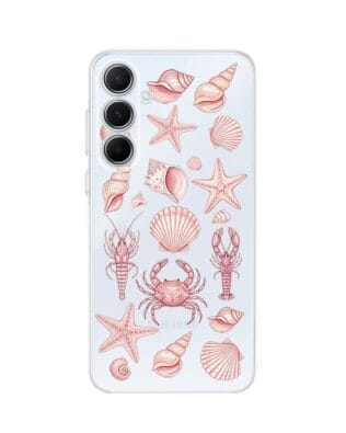 Etui do Samsung Galaxy A55 5G przeźroczyste, silikonowe Flexi, Summer Patterns, krewetkowy róż