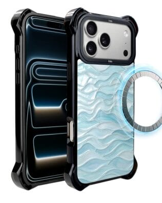 Etui do iPhone 17 Pro Max IBIZU DropGuard Ultra z MagSafe, Aqua Glass, błękitne fale
