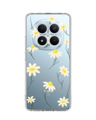 Etui do Xiaomi Redmi Note 15 Pro Plus 5G przeźroczyste, silikonowe Flexi, stokrotki