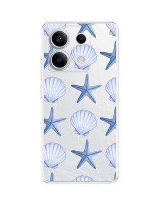 Etui do Xiaomi Redmi Note 13 Pro 5G przeźroczyste, silikonowe Flexi, Summer Patterns, niebieskie rozgwiazdy