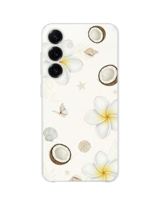 Etui do Samsung Galaxy S25 przeźroczyste, silikonowe Flexi, Summer Patterns, hawajskie kokosy