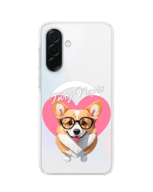 Etui do Samsung Galaxy A37 z MagSafe przeźroczyste, silikonowe Flexi, Puppy Love, pies rasy Corgi