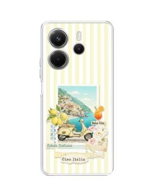 Etui do Xiaomi Redmi Note 14 4G przeźroczyste, silikonowe Flexi, Italian Summer, Ciao Italia