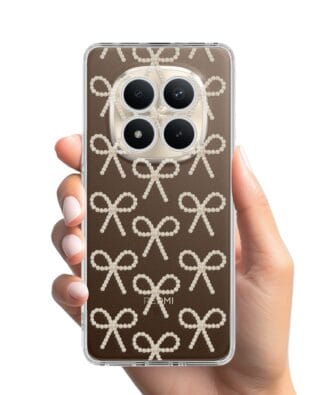 Etui do Xiaomi Redmi Note 15 Pro Plus 5G przeźroczyste, silikonowe Flexi, Przytulne święta, złote kokardki