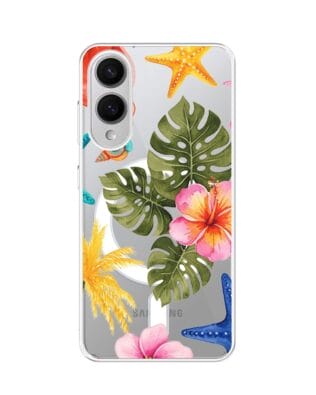 Etui do Samsung Galaxy S25 Edge z MagSafe przeźroczyste, silikonowe Flexi, Summer Patterns, tropikalny wzór