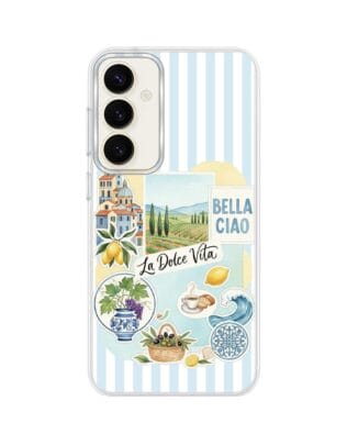 Etui do Samsung Galaxy S23 FE 5G z MagSafe przeźroczyste, silikonowe Flexi, Italian Summer, La Dolce Vita