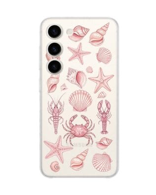 Etui do Samsung Galaxy S23 FE 5G przeźroczyste, silikonowe Flexi, Summer Patterns, krewetkowy róż