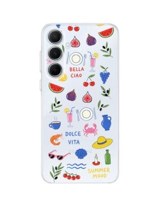Etui do Samsung Galaxy A55 5G przeźroczyste, silikonowe Flexi, Italian Summer, kolorowe wakacje