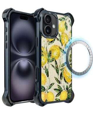 Etui do iPhone 16 IBIZU DropGuard Ultra z MagSafe, Modern Classics, Cytrynowe gaje