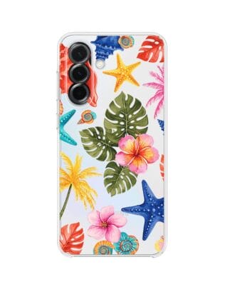 Etui do Samsung Galaxy A36 5G przeźroczyste, silikonowe Flexi, Summer Patterns, tropikalny wzór