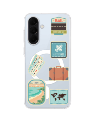 Etui do Samsung Galaxy A57 z MagSafe przeźroczyste, silikonowe Flexi, pocztowe znaczki