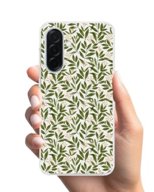 Etui do Samsung Galaxy A37 z MagSafe przeźroczyste, silikonowe Flexi, zielone gałązki