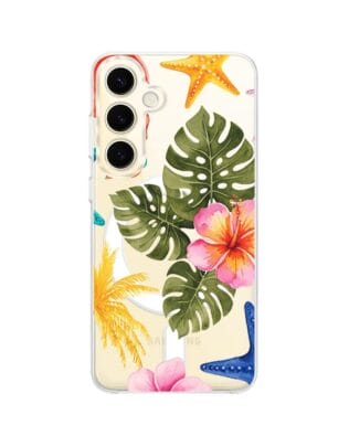 Etui do Samsung Galaxy S24 Plus z MagSafe przeźroczyste, silikonowe Flexi, Summer Patterns, tropikalny wzór