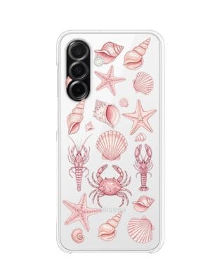 Etui do Samsung Galaxy A26 5G przeźroczyste, silikonowe Flexi, Summer Patterns, krewetkowy róż