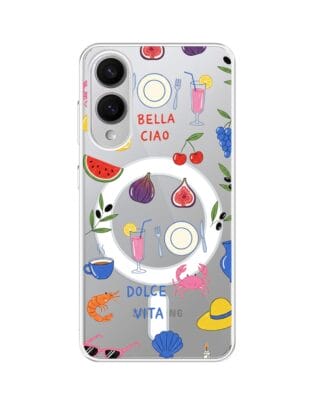 Etui do Samsung Galaxy S25 Edge z MagSafe przeźroczyste, silikonowe Flexi, Italian Summer, kolorowe wakacje