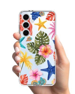 Etui do Samsung Galaxy S24 FE przeźroczyste, silikonowe Flexi, Summer Patterns, tropikalny wzór