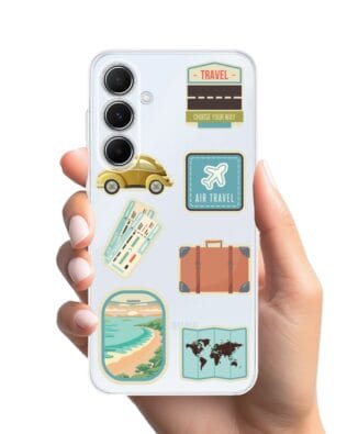Etui do Samsung Galaxy A55 5G przeźroczyste, silikonowe Flexi, pocztowe znaczki