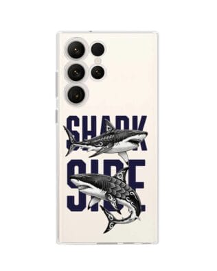 Etui do Samsung Galaxy S23 Ultra przeźroczyste, silikonowe Flexi, Summer Patterns, Shark side