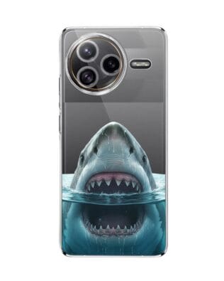 Etui do Xiaomi POCO F7 Ultra przeźroczyste, silikonowe Flexi, Paradise, żarłacz biały