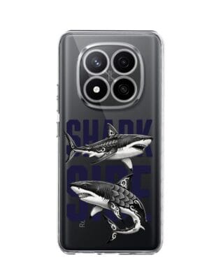 Etui do Xiaomi Redmi Note 14 Pro 4G przeźroczyste, silikonowe Flexi, Summer Patterns, Shark side