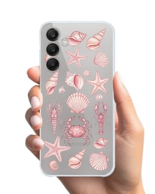 Etui do Samsung Galaxy M35 5G przeźroczyste, silikonowe Flexi, Summer Patterns, krewetkowy róż