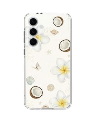 Etui do Samsung Galaxy S24 FE przeźroczyste, silikonowe Flexi, Summer Patterns, hawajskie kokosy
