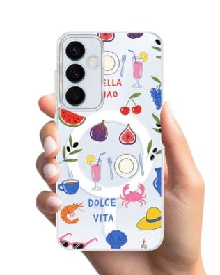 Etui do Samsung Galaxy A55 5G z MagSafe przeźroczyste, silikonowe Flexi, Italian Summer, kolorowe wakacje