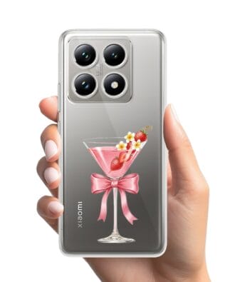 Etui do Xiaomi 14T przeźroczyste, silikonowe Flexi, Paradise, Strawberry Martini