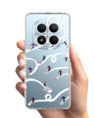 Etui do Xiaomi Redmi Note 15 Pro 5G przeźroczyste, silikonowe Flexi, Zimowa magia, Narciarskie wiraże