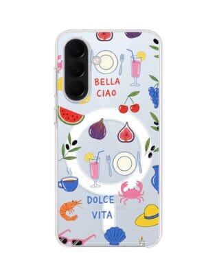 Etui do Samsung Galaxy A57 z MagSafe przeźroczyste, silikonowe Flexi, Italian Summer, kolorowe wakacje