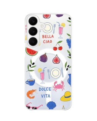 Etui do Samsung Galaxy S25 FE z MagSafe przeźroczyste, silikonowe Flexi, Italian Summer, kolorowe wakacje