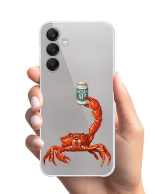 Etui do Samsung Galaxy M35 5G przeźroczyste, silikonowe Flexi, Paradise, krab z piwem