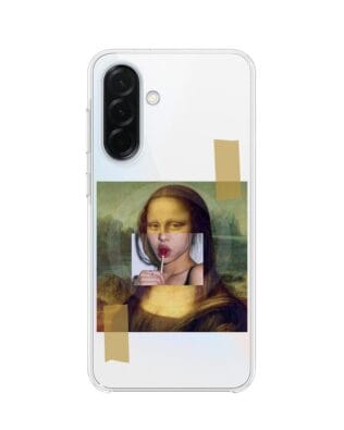Etui do Samsung Galaxy A37 z MagSafe przeźroczyste, silikonowe Flexi, Mona Lisa z lizakiem