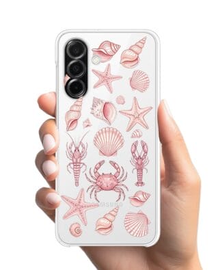 Etui do Samsung Galaxy A26 5G przeźroczyste, silikonowe Flexi, Summer Patterns, krewetkowy róż
