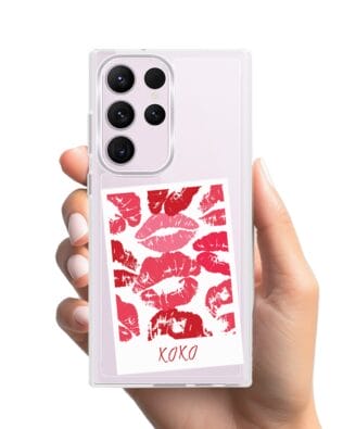 Etui do Samsung Galaxy S23 Ultra z MagSafe przeźroczyste, silikonowe Flexi, pocałunki, polaroid